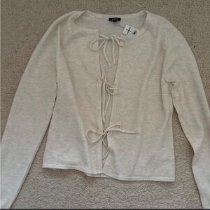 Express Cream Tie-Front Blouse